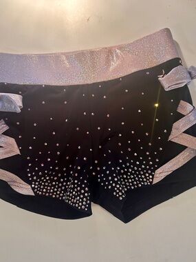 REBEL Black Athletic Shorts with Glitter Waistband